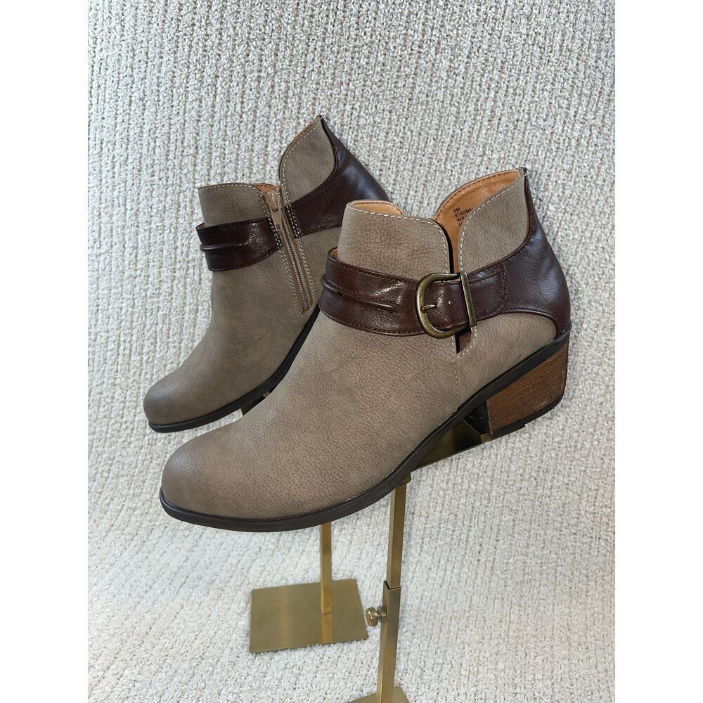 B.O.C. By Born Gemm Women's Beige Zip Up Buckle Bootie Womens Size 9M